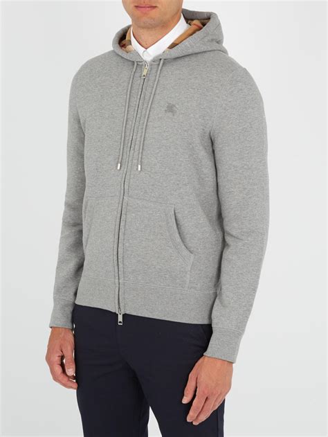 grey zip up hoodie burberry|burberry men's half zip pullover.